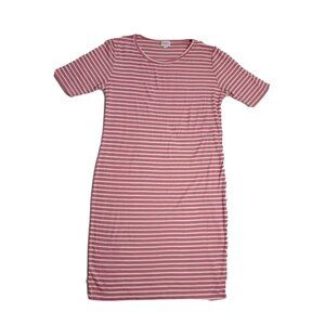 Lularoe Julia Red Stripe Shirt Dress  Pocketless Pencil Short Sleeve Size XL